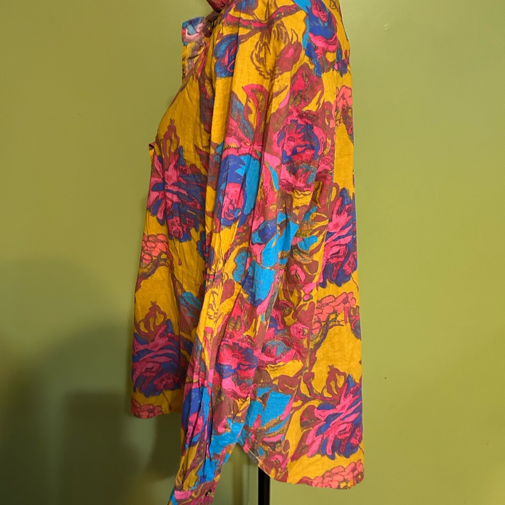 Sundance Multi Colored Button Down Ruffle Cotton … - image 5